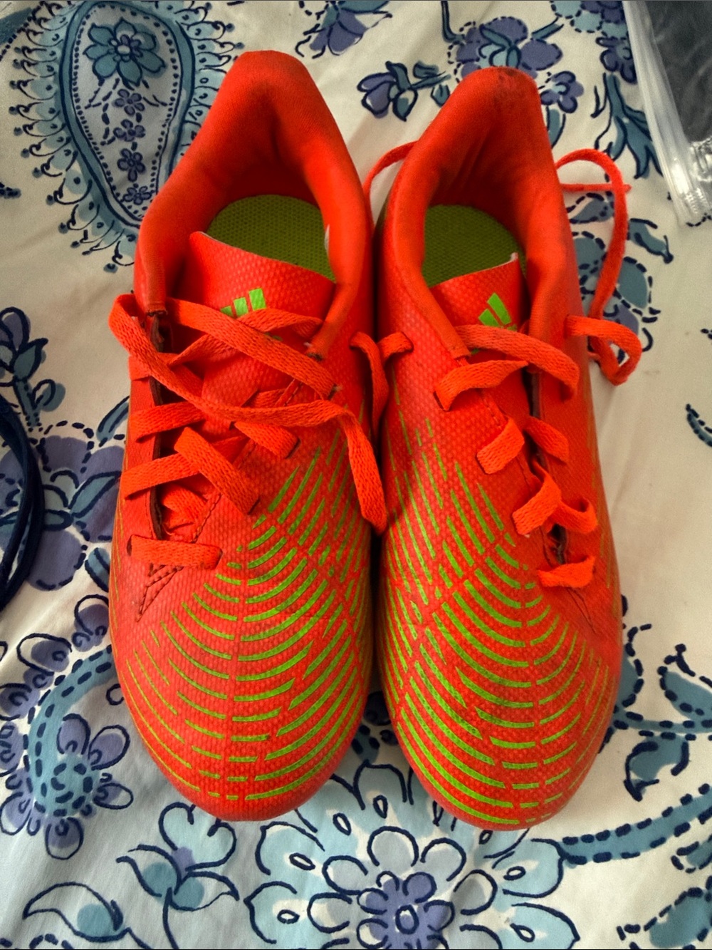 adidas Kids Orange Sneakers with Lime Green Accents